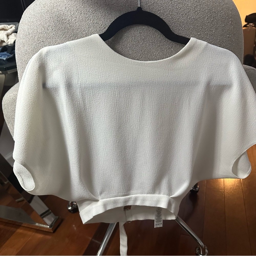 ASOS Crop shirt with open back high neck. Size Small